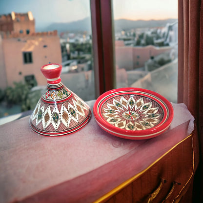 Handcrafted Ceramic Tagine Moroccan Elegance for Stylish Dining Vibrant Glazed Tagine Red Tagine