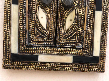 Small Wall Mirror, Decorative Mirror, Wall Brass Mirror, Boho Mirror, Bone Inlay Mirror, Mirror with Doors