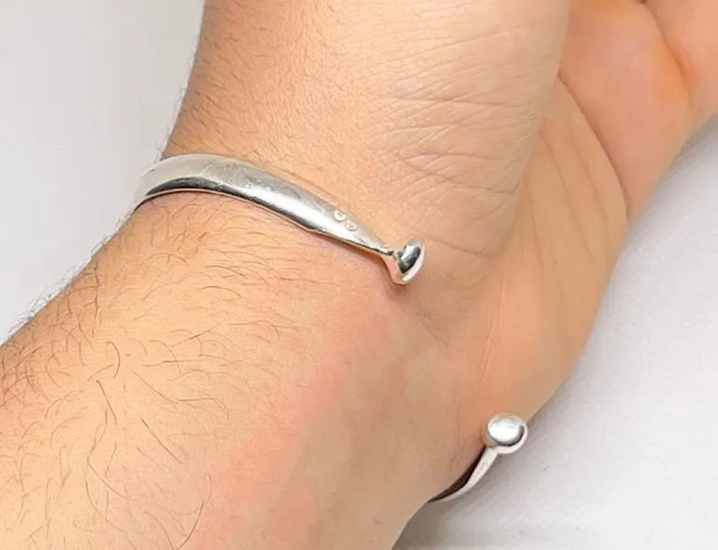 Tuareg Berber Silver Cuff Bracelet, Moroccan Silver Cuff Bangle Handmade Tribal Carved Boho Berber African Touareg Boho Gift Hyppy Sterling