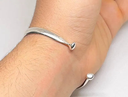 Tuareg Berber Silver Cuff Bracelet, Moroccan Silver Cuff Bangle Handmade Tribal Carved Boho Berber African Touareg Boho Gift Hyppy Sterling