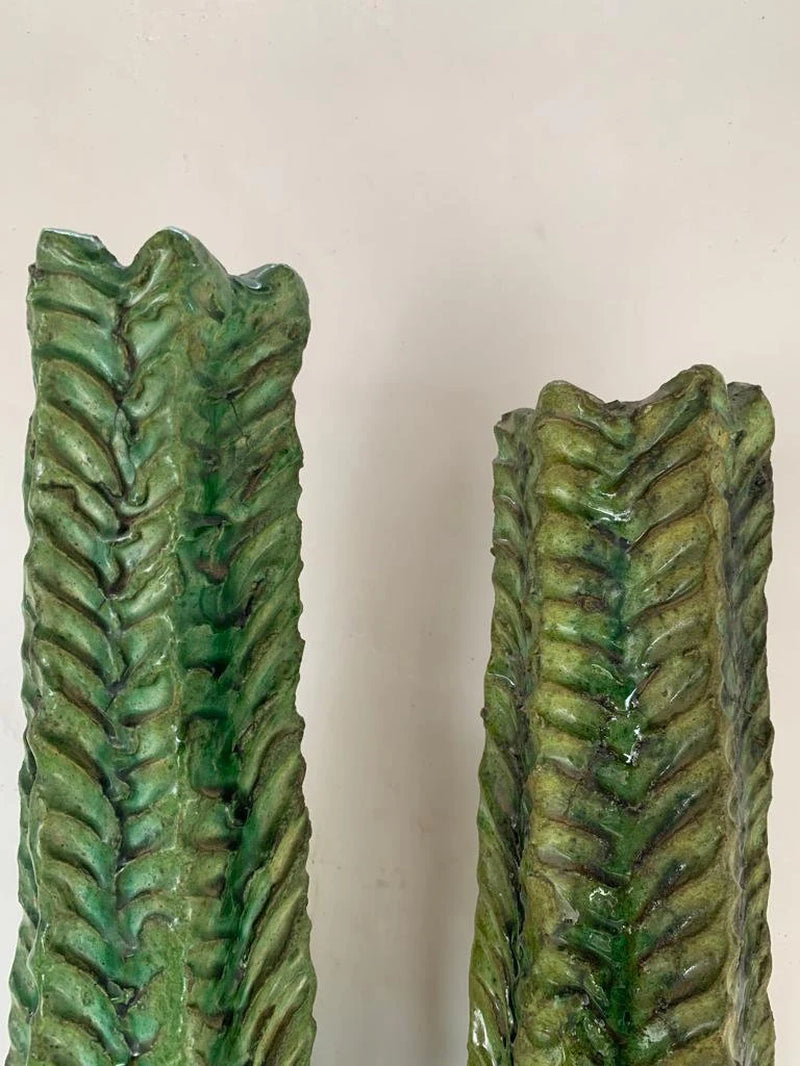 Natural Candle Holder, Green Candles Terracotta