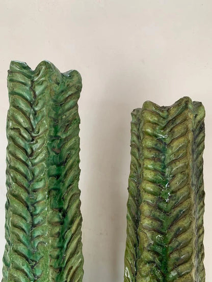 Natural Candle Holder, Green Candles Terracotta
