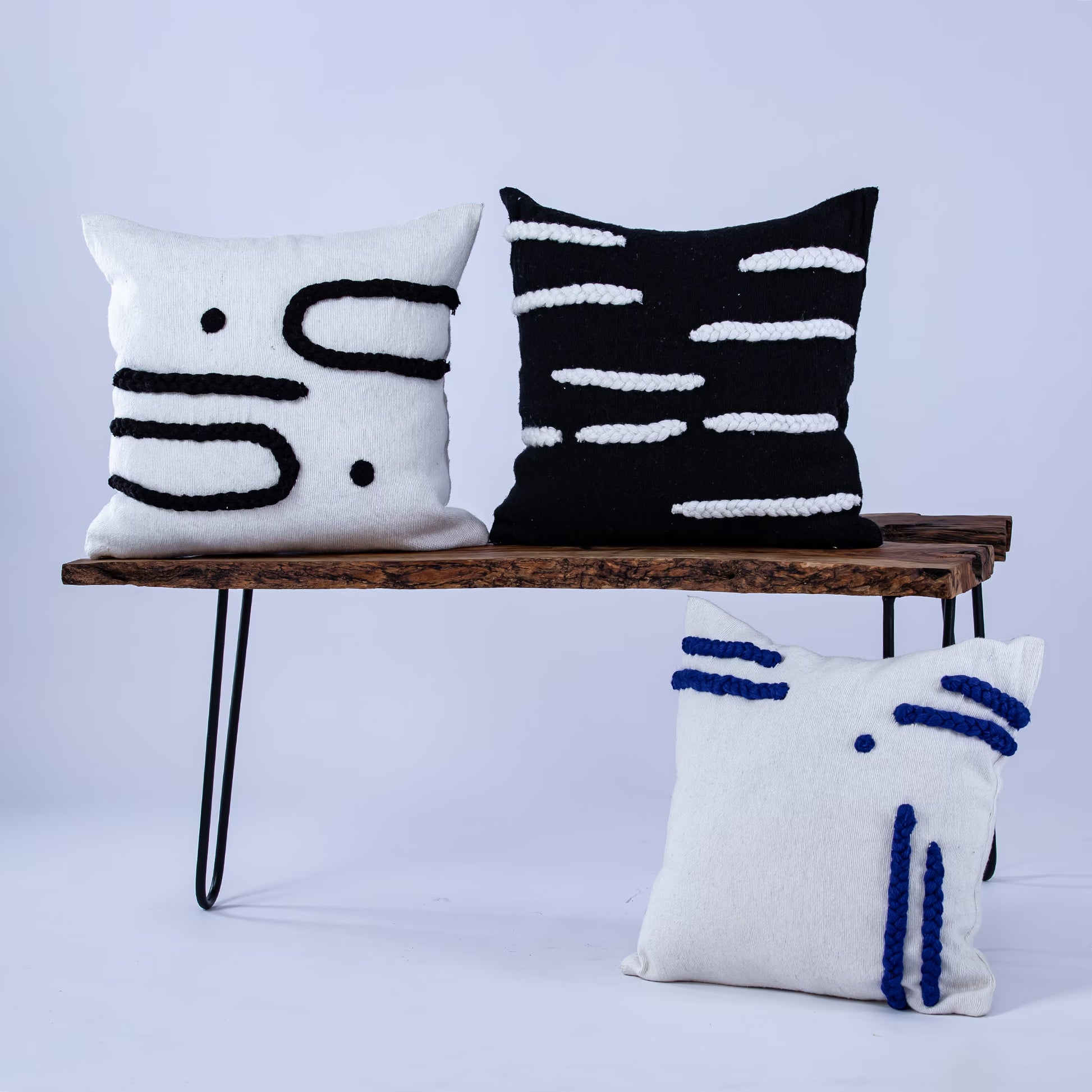 White and Blue Moroccan Decorative Pillow - Handmade Pillow -Livingroom Pillow - Bedroom Pillow - Custom Pillow