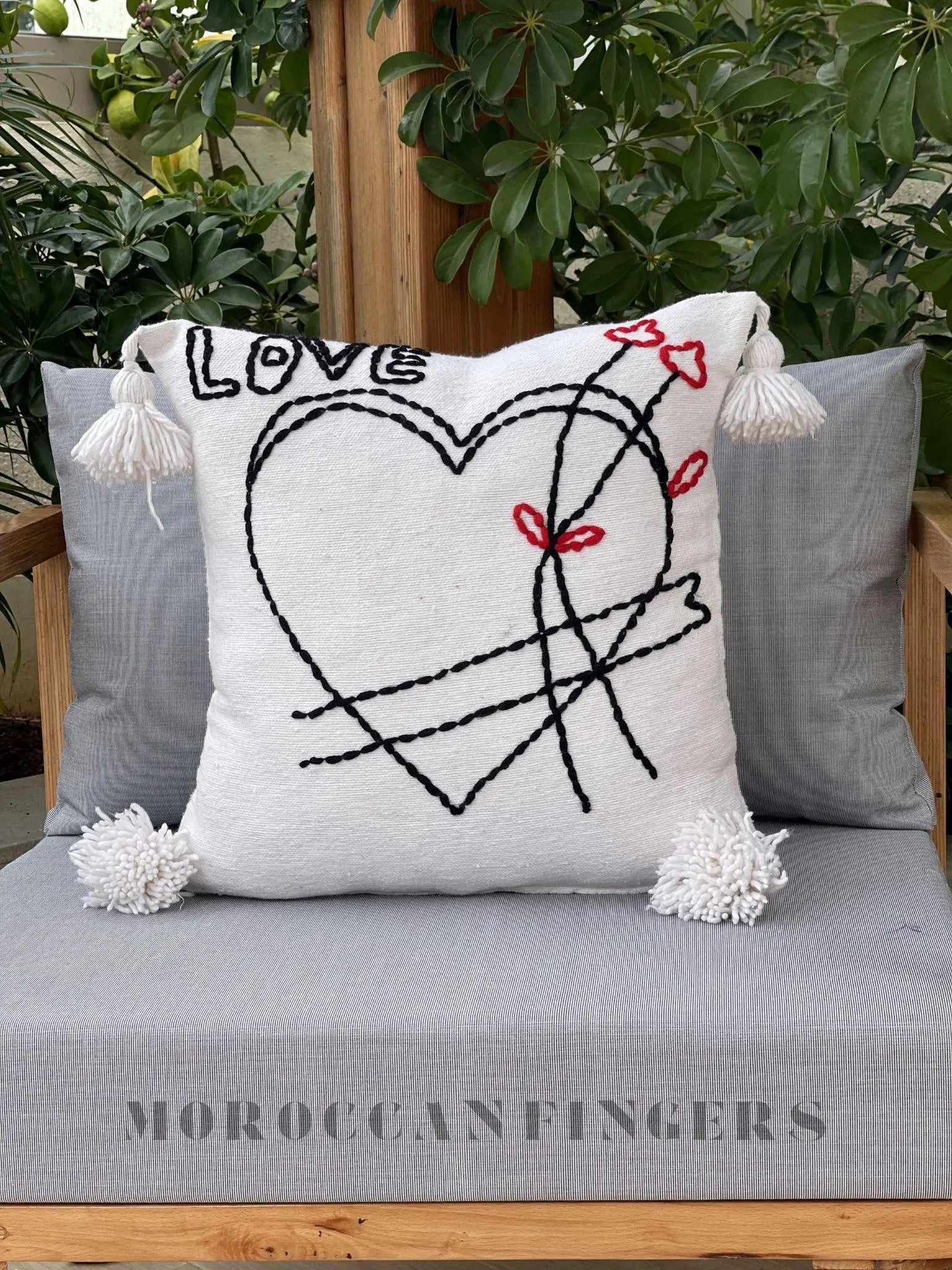 Geometric Pillow Covers 18X18 – Set of 2 Modern Handwoven Cushions, Recycled Cotton, Handmade in Morocco