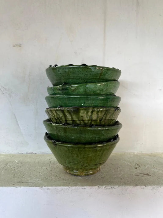 PROMOTION Set of 6 Moroccan Bowls of Tamegroute Green
