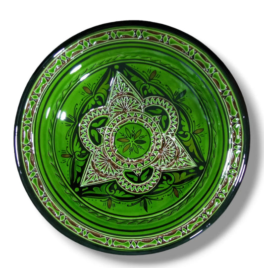 30Cm Ceramic Plate, Handmade and Hand-Painted Plate, Home and Deco, Pottery Plate, Moroccan Wall Art, Serving Plate Dinner Plate Green Plate