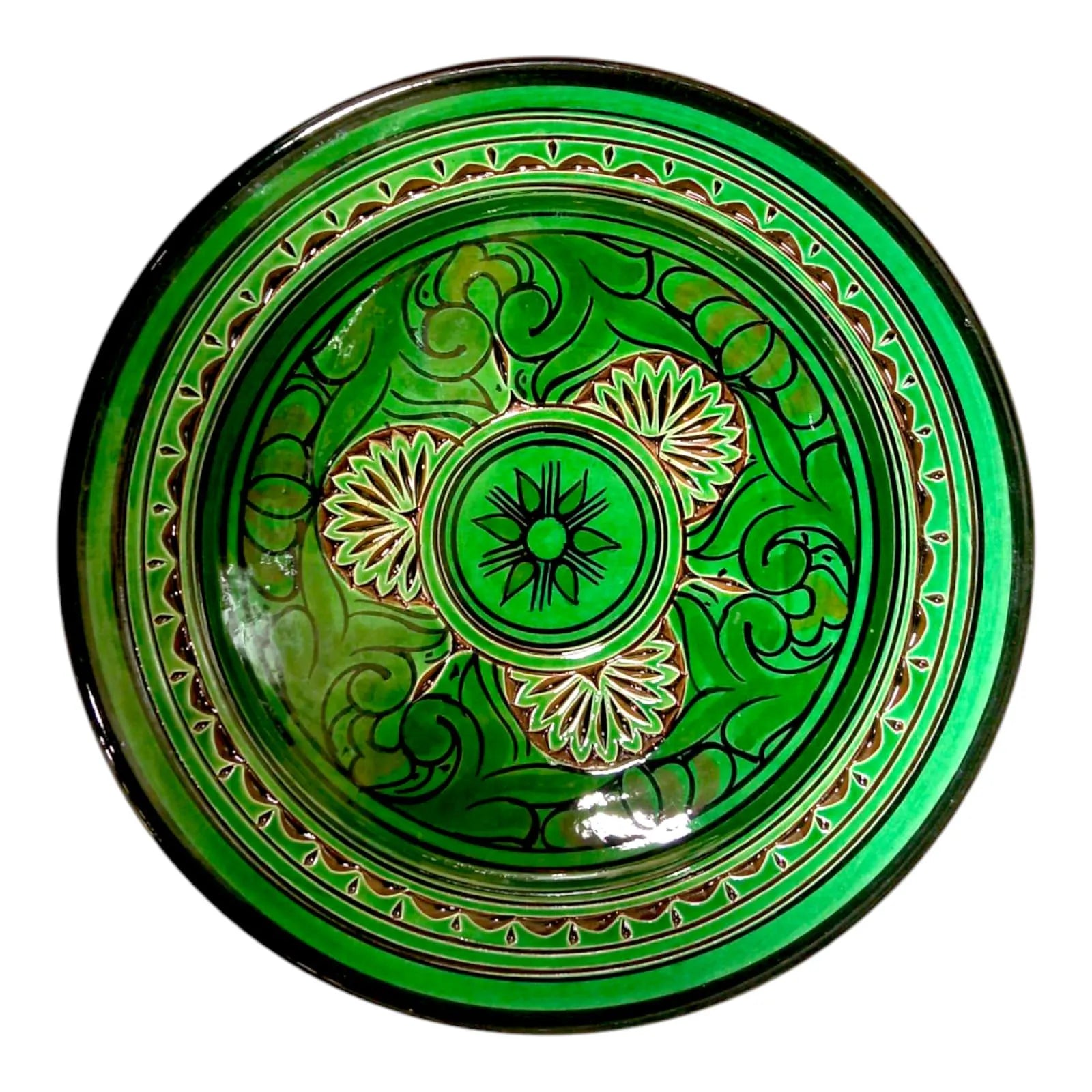 Moroccan Hand-Carved Pottery Plate: Artisanal 25Cm Serving Dish, Bohemian Decor Unique Kitchenware, Ethnic Home Decor, Traditional Artistry