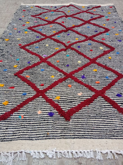 Moroccan Zanafi Rug .Handmade Berber Wool Rug Authentic Azilal Carpet Area Rug - Vintage Berber Rug - Zanafi Rug