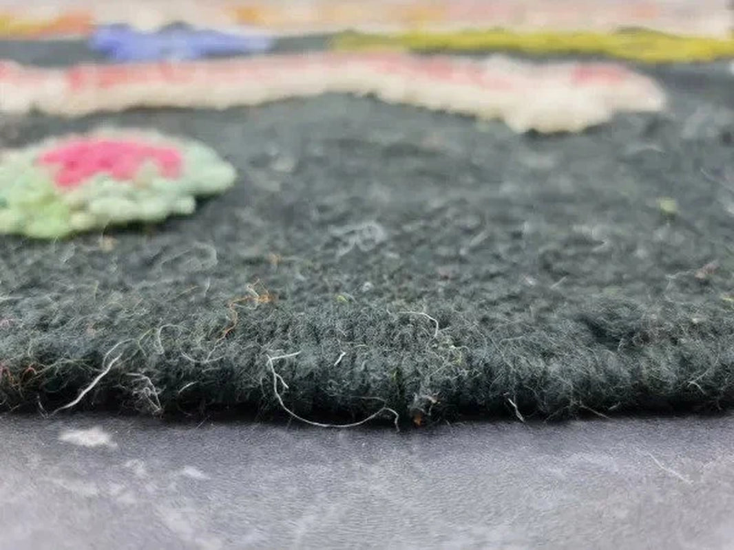 COLORFUL KILIM RUG, Flat-Weave Area Rug, Moroccan Woven Wool Rug, Custom Geometric Rug, Handmade Boho Rug, Cozy Chic Black & Green Rug. .