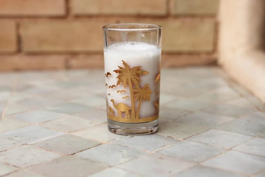 Moroccan Tea Glasses Set of 6 Gold Camel Palm Trees Drinking Glasses Drinkware Chai Glasses Tea Glasses Set Turkish Coffee Tea Glasses