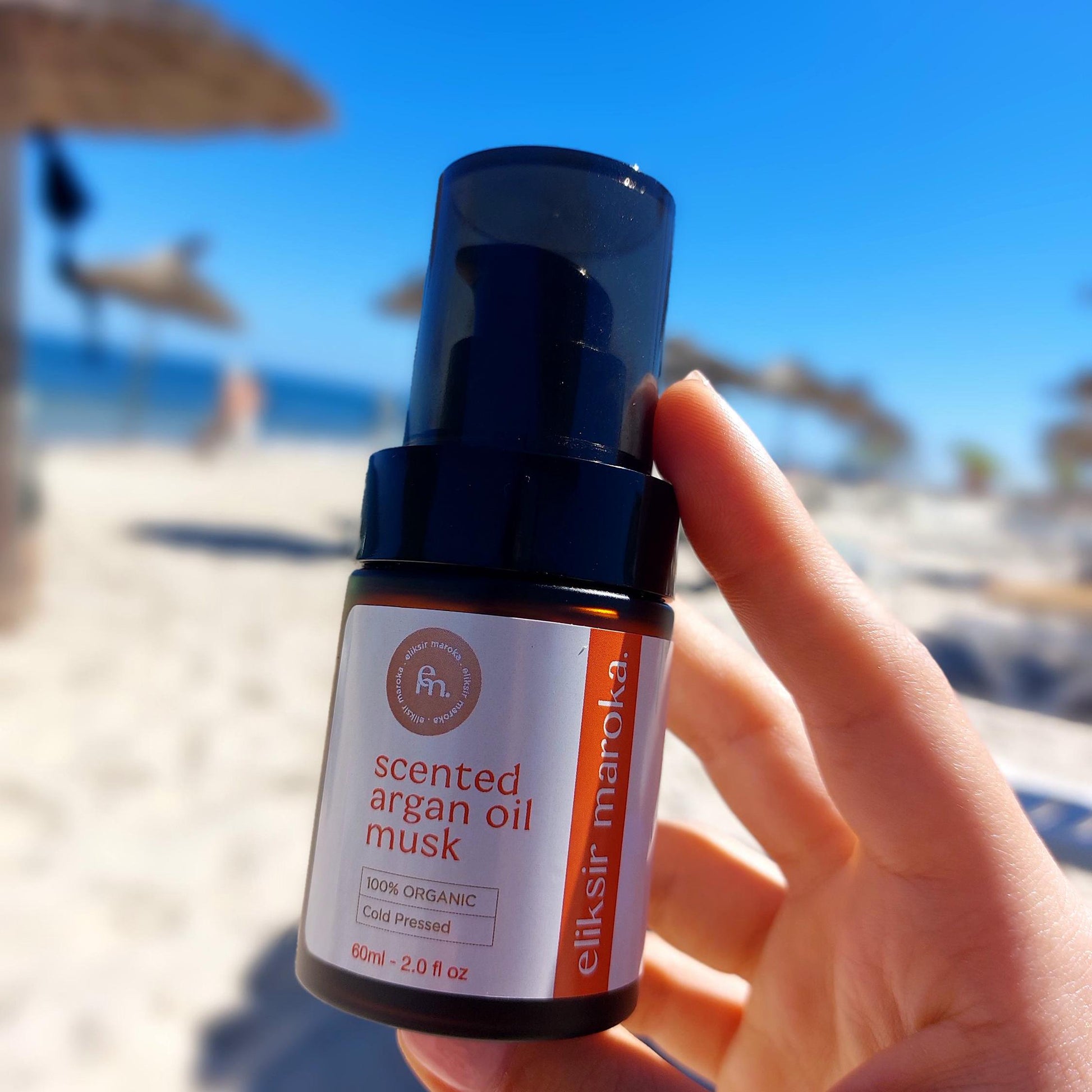 Eliksir Maroka Fragrant Argan Oil–100% Pure Moroccan Oil with Musk Scent for Skin, Hair, and Nails Hydrating with Vitamin E Fatty Acid 60 ML