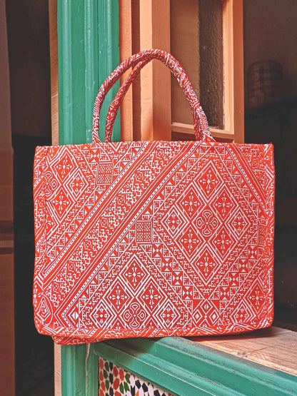 Handmade Wool Tote Bag with Moroccan Amazigh Patterns – Colorful Bags for Women, Weekender, Beach Bag