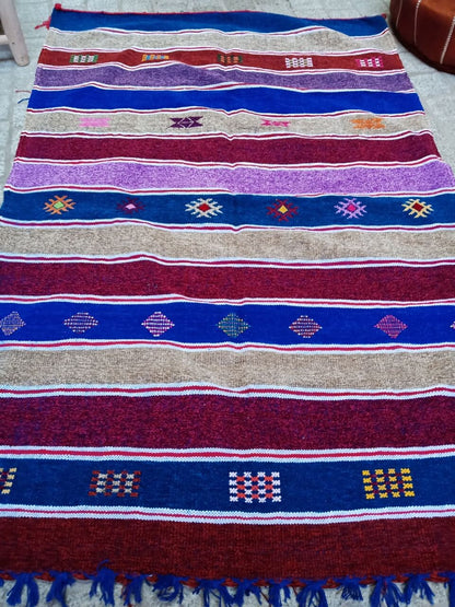 Cactus Silk Rug 3×5 Ft, Moroccan Cactus Silk Kilim Handmade .Cactus Silk Rug ,Sabra Carpet Berber Authentic Azilal Area Rug. Colorful Rug