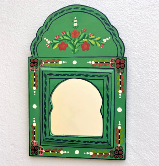 Hand-Painted Moroccan Mirror with Ornate Design | Unique Wall Mirror for Home Décor | Vintage Moroccan Mirror | Bohemian Accent Mirror