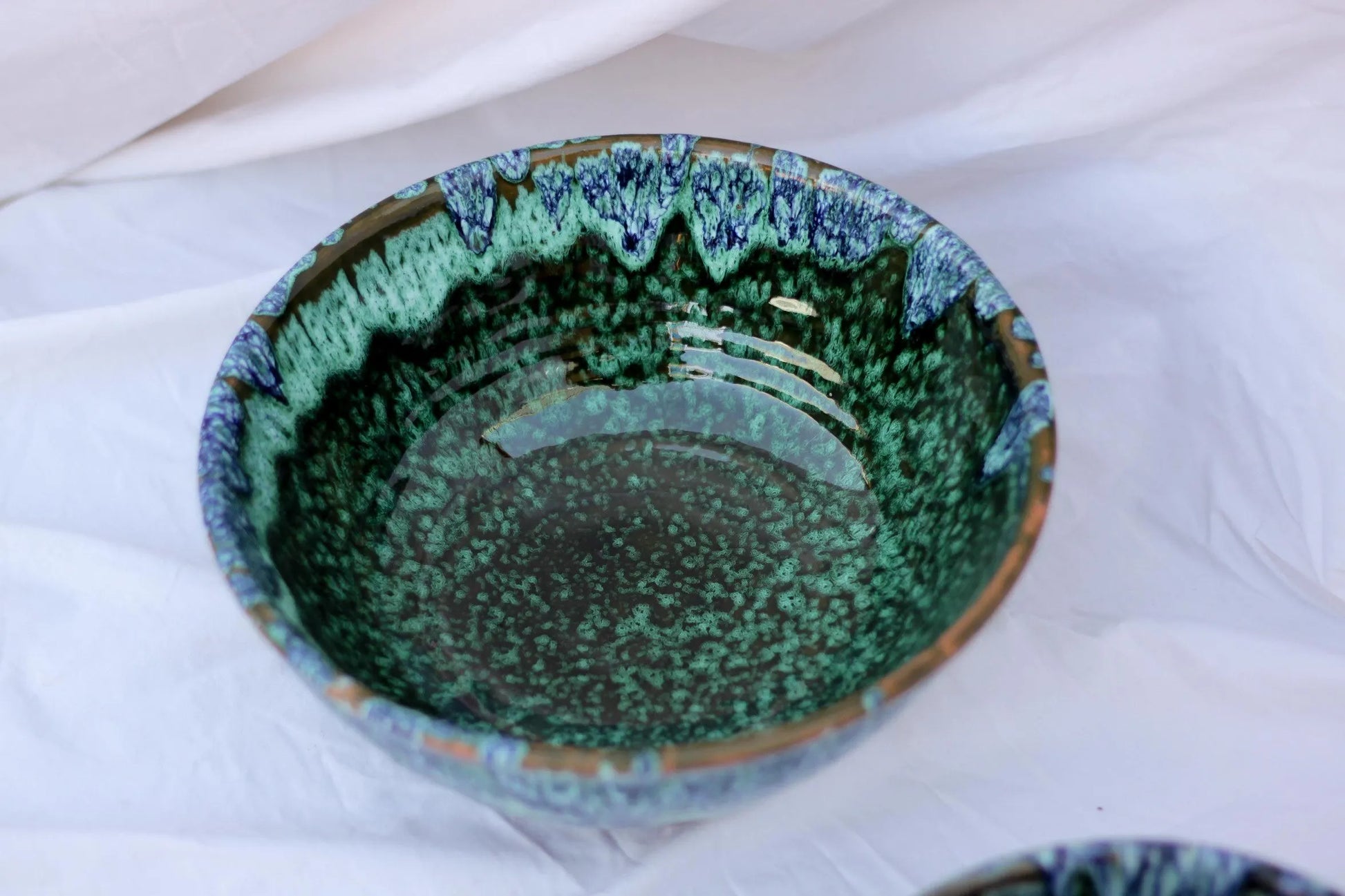 Green Ourika Ceramic Bowls Moroccan Handmade Bowls Nesting Bowl Set Drip Glaze Pottery Bowls Handpainted Ceramic Stoneware Crackle Glaze