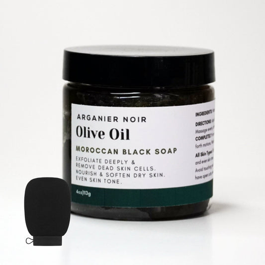 Moroccan Hammam Set- Moroccan Black Soap| Kessa Glove (Read the Ingredients)