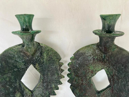 Candlestick Pottery Green Candlestick
