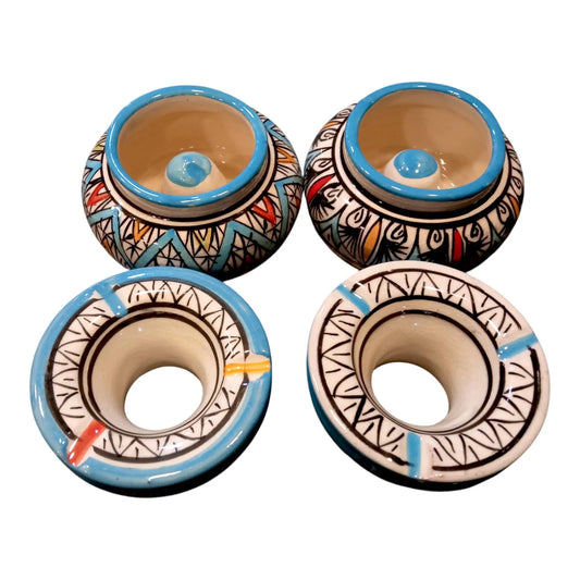 Set of 2 Handmade Moroccan Pottery Ashtrays – Decorative and Functional