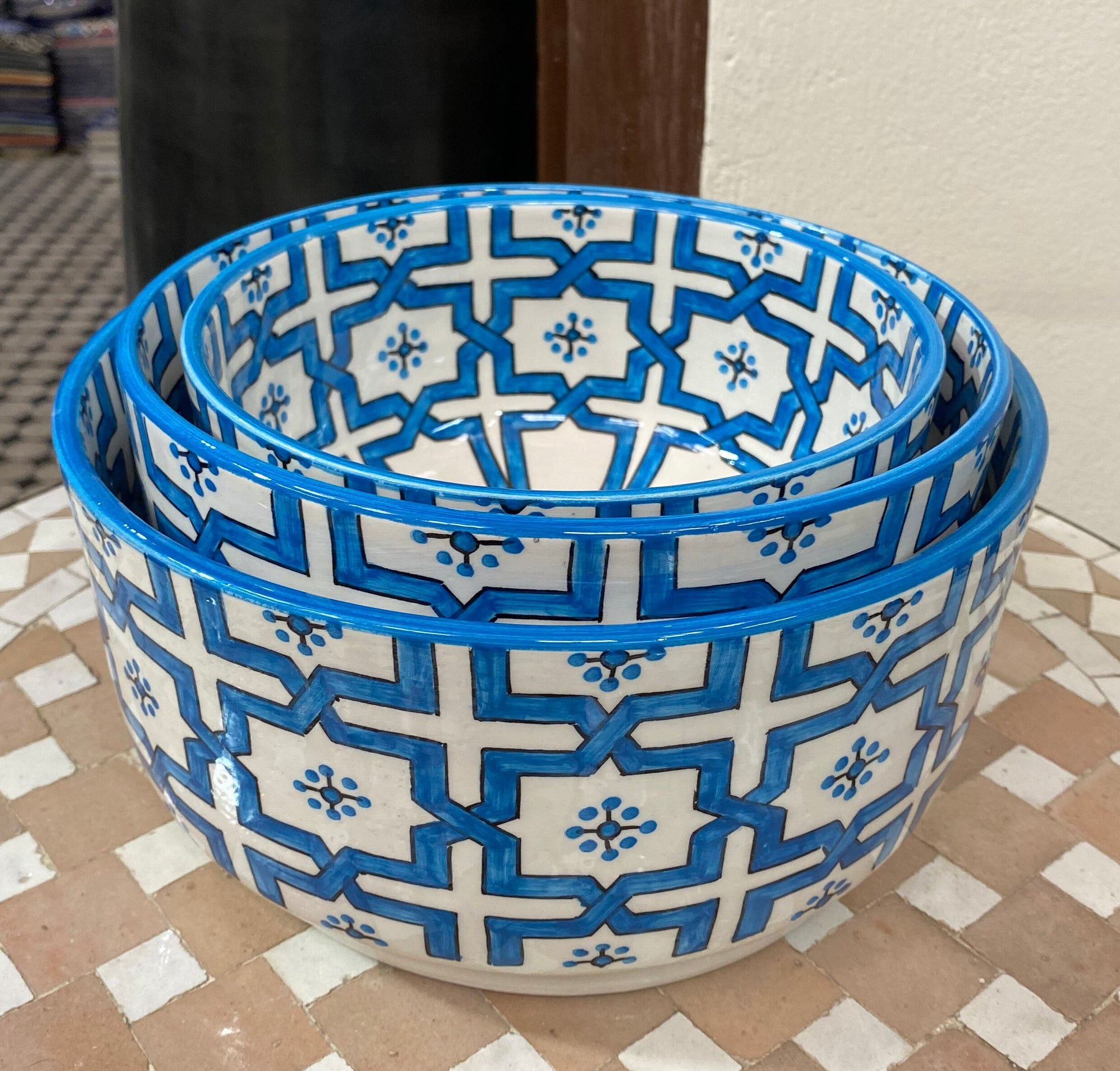 Fes Ceramic Salad Bowl, Handmade and Hand-Painted/ Salad Bowl.