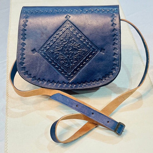 Moroccan Leather Bag, Genuine Leather Crossbody Bag, Moroccan Shoulder Bag, Women'S Leather Bag, Handmade Carved Leather Bag, Purple Bag
