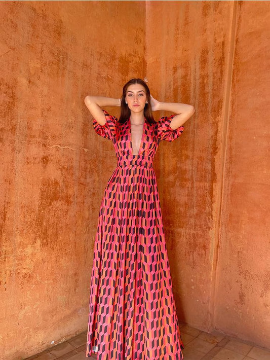 Alexia’S Dress Orange and Pink Print