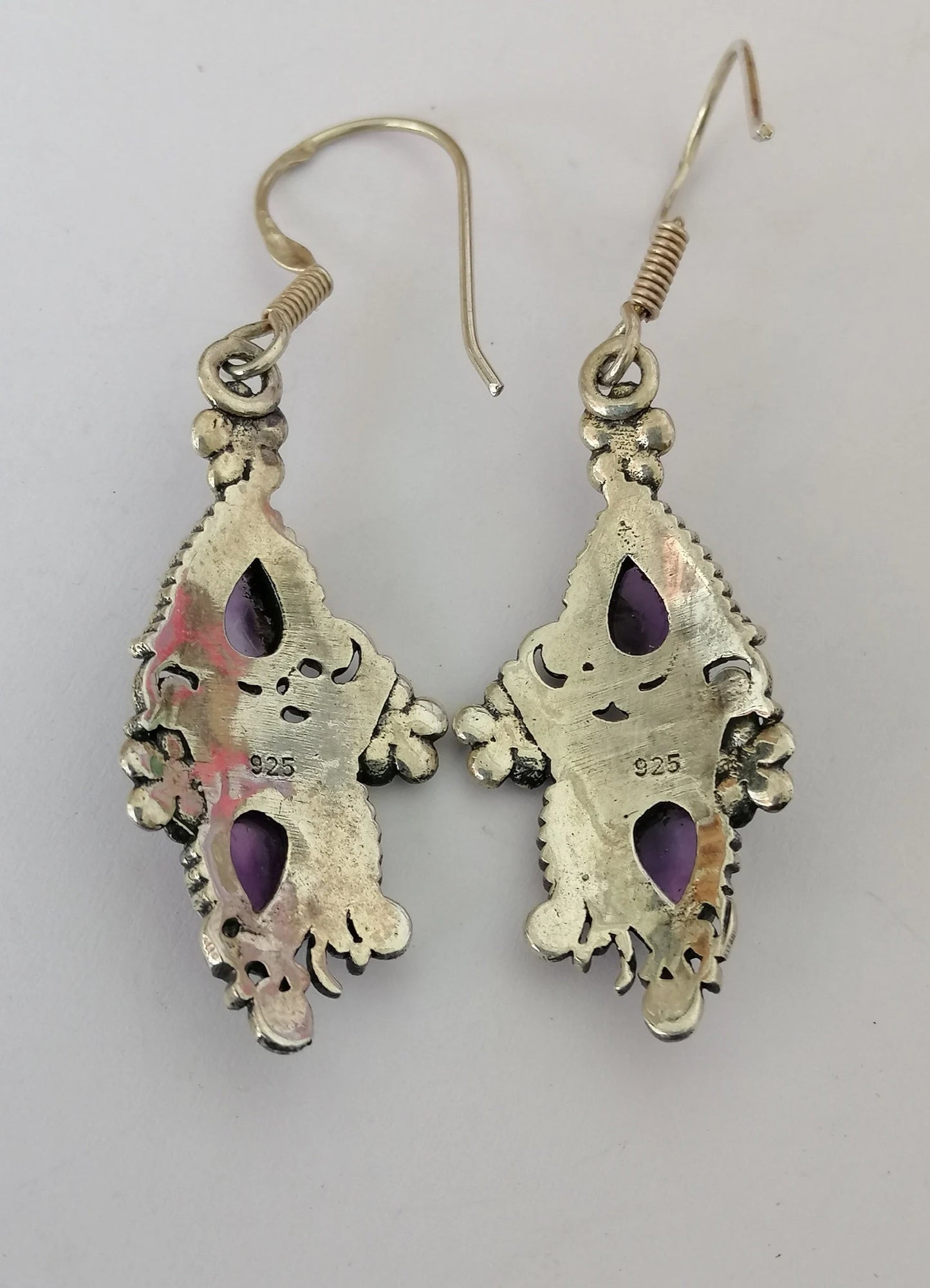 Amythest & Sterling Silver Paisley Earrings