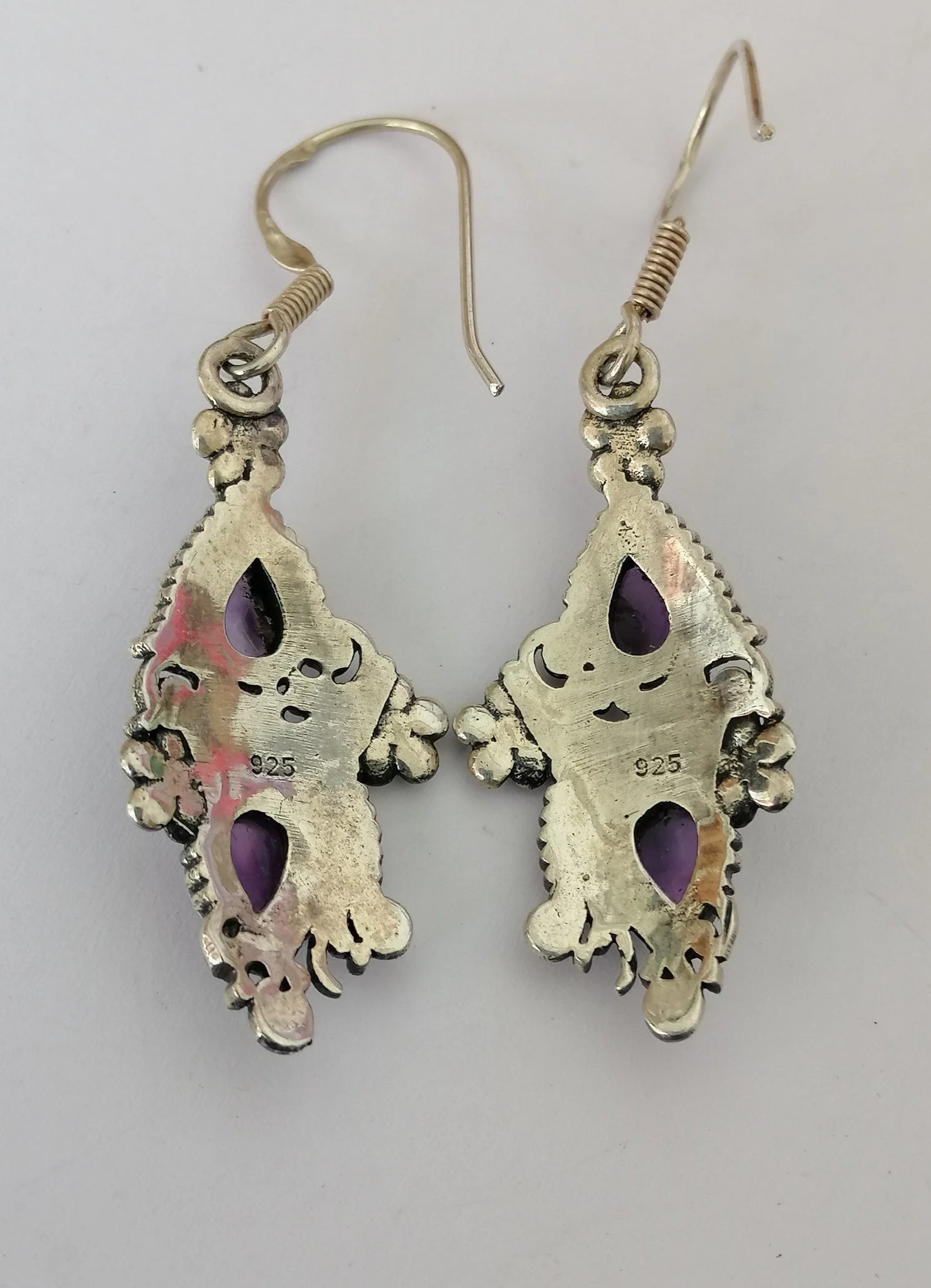 Amythest & Sterling Silver Paisley Earrings