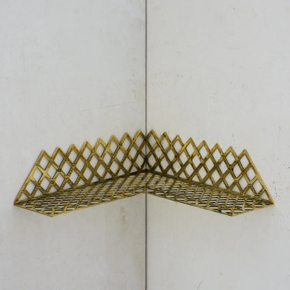 Unlacquered Brass Corner Shower Shelf Grid, Brass Floating Shower Caddy, Shower Draining Shelf, Corner Storage Shelf
