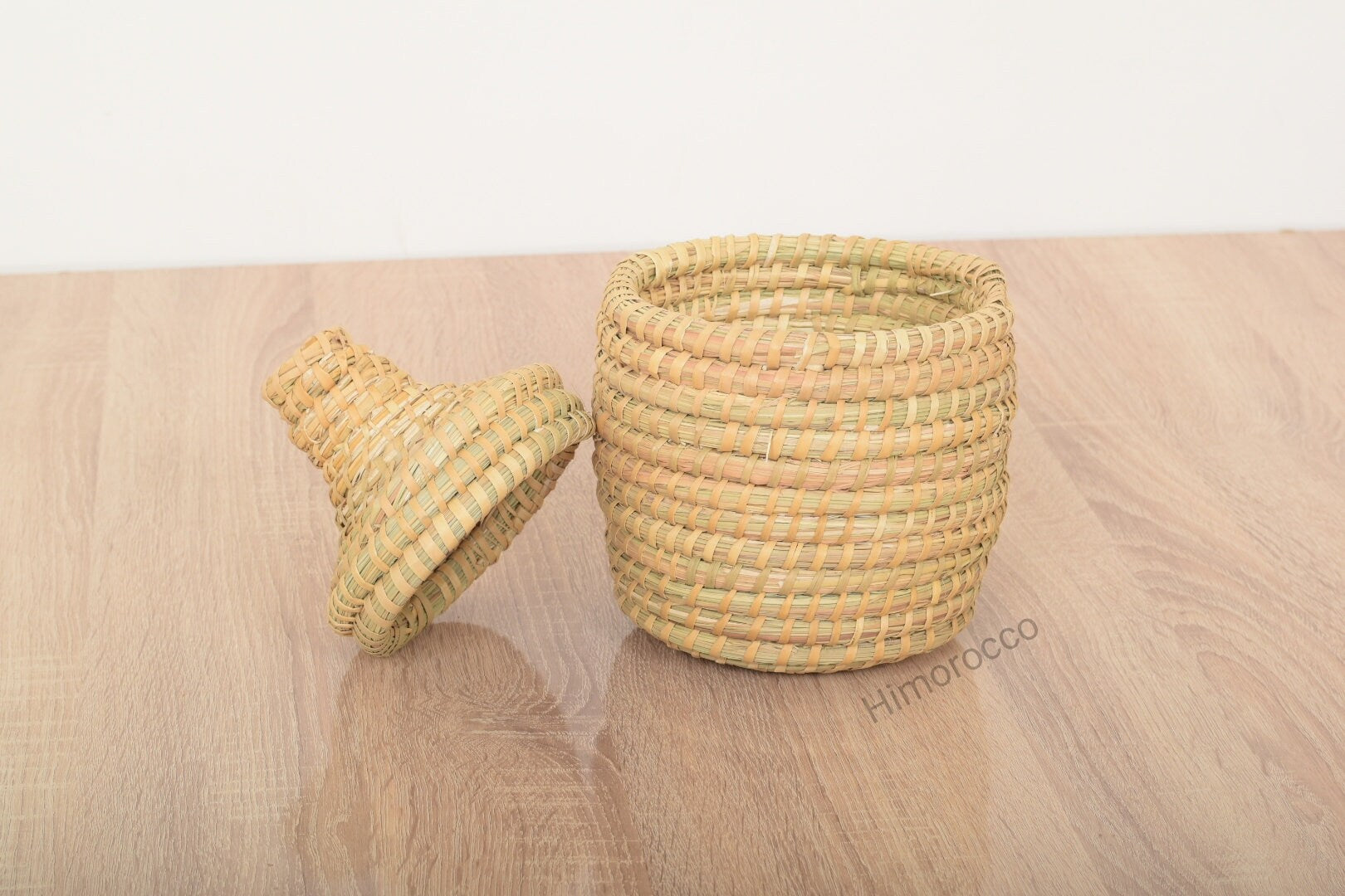 Panier En Paille Tressée Avec Couvercle - Panier Décoratif