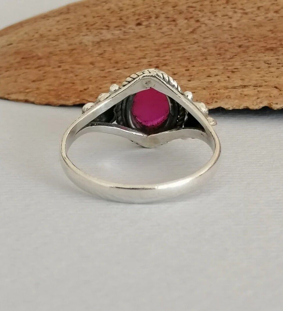 Pink Garnet and Sterling Silver Ring