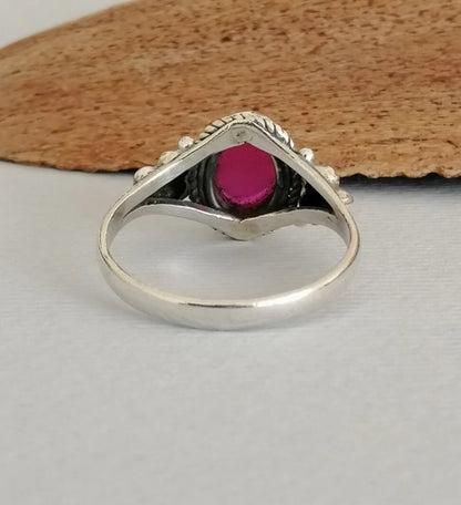 Pink Garnet and Sterling Silver Ring