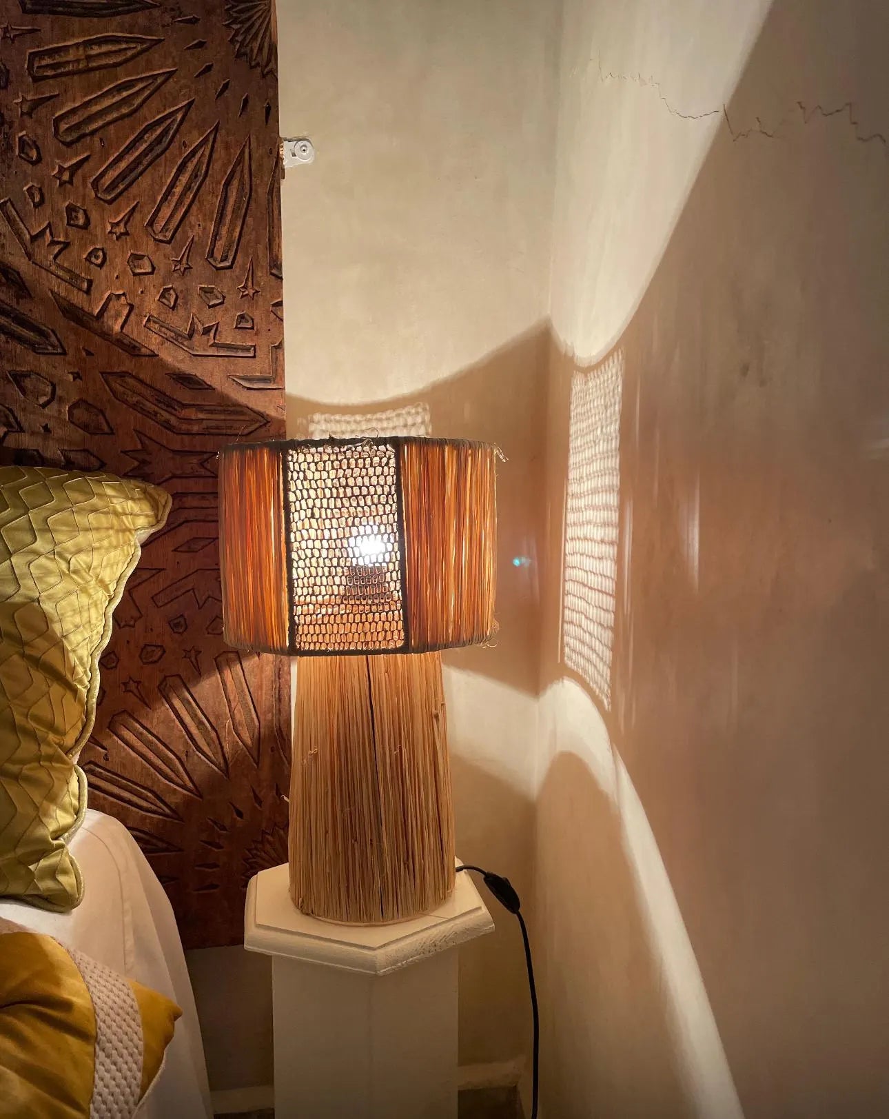 Raffia Natural Raffia Lamp, Raffia Lampshade, TABLE LAMPSHADES Moroccan Handmade in Rattan,Lamp