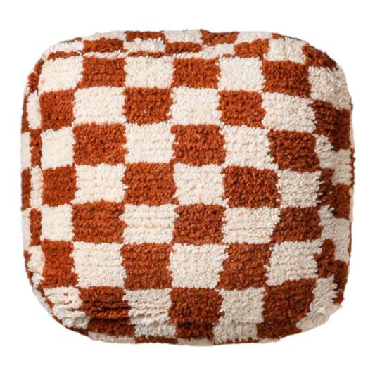 Vintage Moroccan Ottoman Pouf, Moroccan Kilim Pouf, Checker Ottoman, Moroccan Kilim Pouf, Berber Floor Cushion, Large Floor Cushion Seating