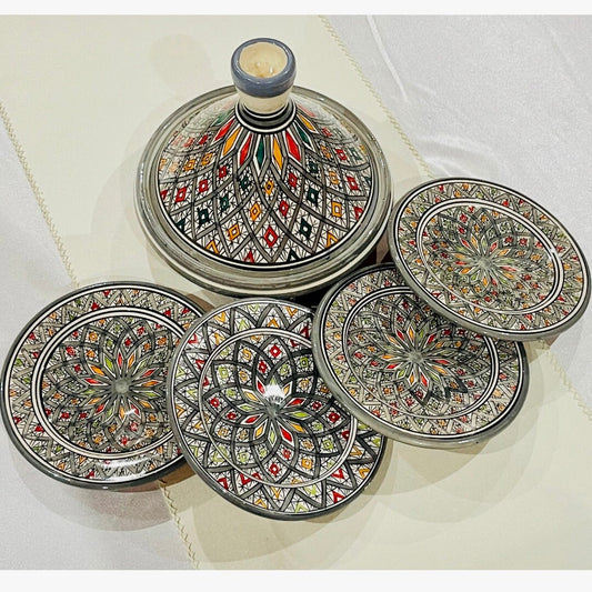 Set of Tagine and Plate Collection, Handmade Plates &Dining Essentials, Handcrafted Ceramic Tagine, Unique Plates, Tableware, Moroccan Flair