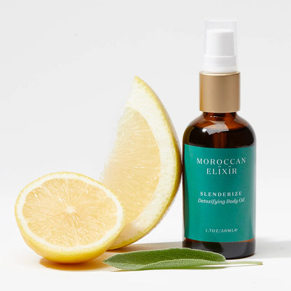 SLENDERIZE Detoxifying Body Oil Argan Oil with Organic Sage, Basil, Lemon and White Grapefruit