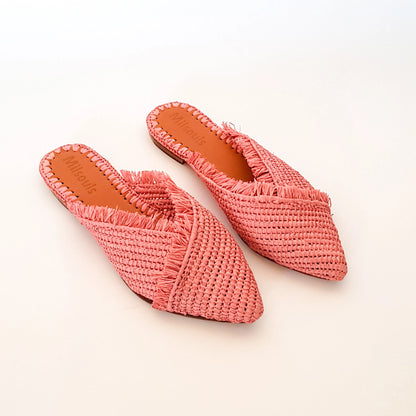 Moroccan Raffia, Woven Raffia Slippers, Raffia Slides, Raffia Slippers, Pink Raffia Shoes, Moroccan Shoe, Handwoven Shoes