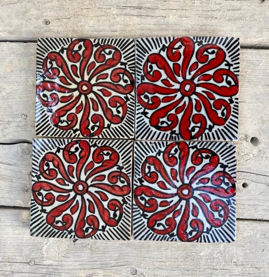 Moroccan Artistry: Handmade and Hand-Painted Tiles Fired in Wood Oven - Authentic Home Decor Delight
