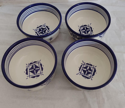 Set of Four Bowls, Moroccan Bowls, Handmade Ceramic Bowl, Clay Pottery Bowls, Dining Set, Pottery Soup Bowls, Matcha Kits Bamboo Whisk, Gift