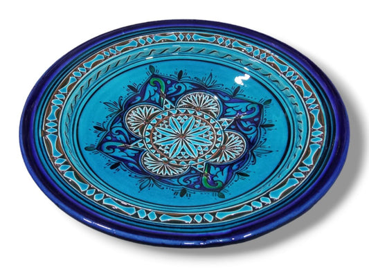 30Cm Ceramic Plate Handmade and Hand-Painted Plate, Home and Deco, Pottery Plate Moroccan Wall Art Serving Plate Dinner Plate Turqoise Plate