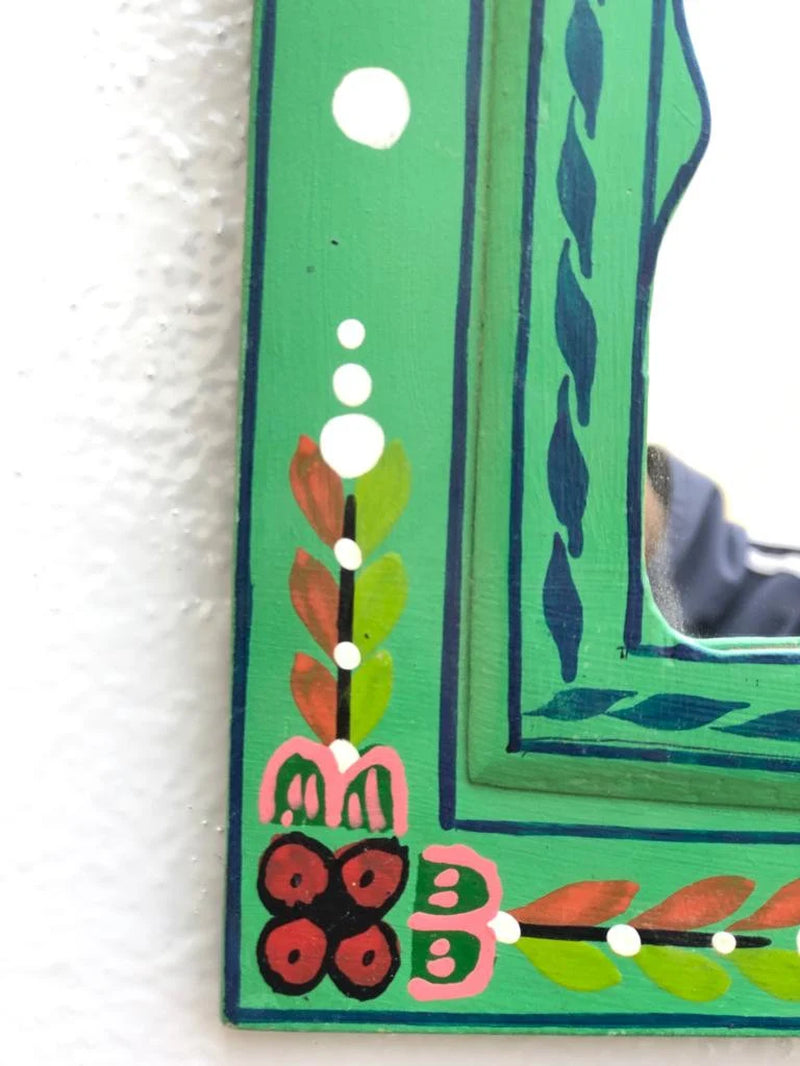 Hand-Painted Moroccan Mirror with Ornate Design | Unique Wall Mirror for Home Décor | Vintage Moroccan Mirror | Bohemian Accent Mirror