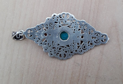 Berber Sterling Silver Pendant with Turquoise