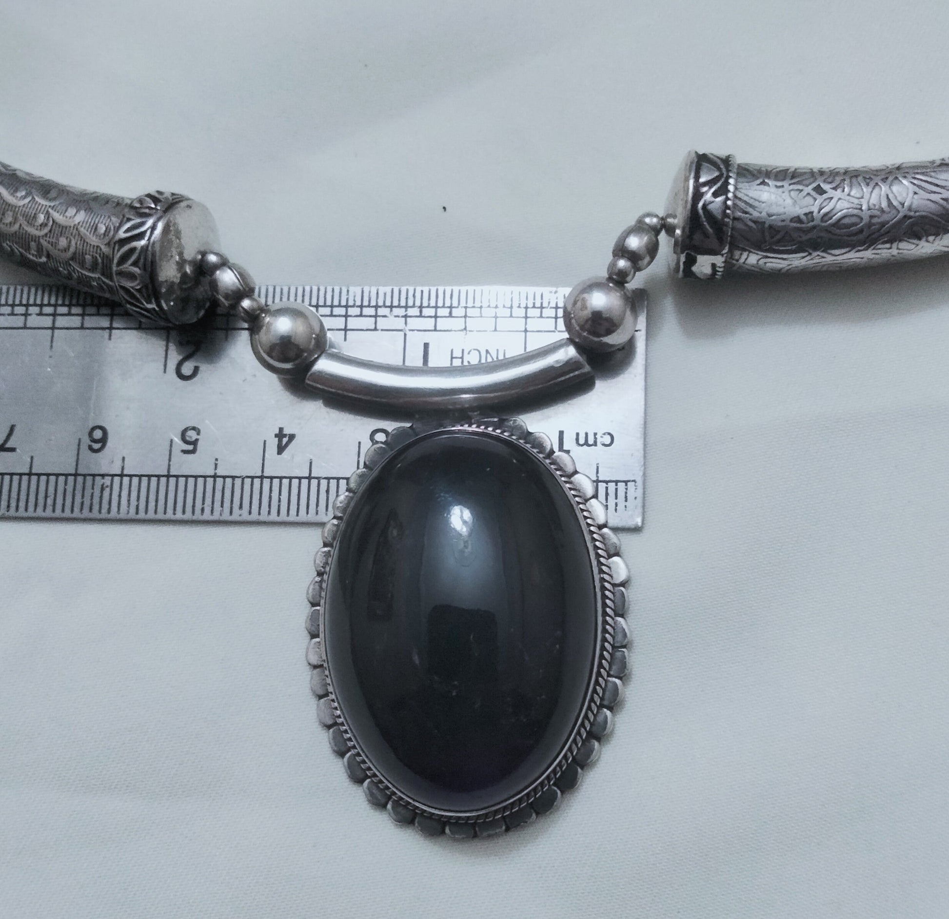 Sterling Silver Necklace with a Pretty Amethyst Stone, Berber Necklace, Sterling Silver Choker Necklace, Berber Jewelry, Boho.