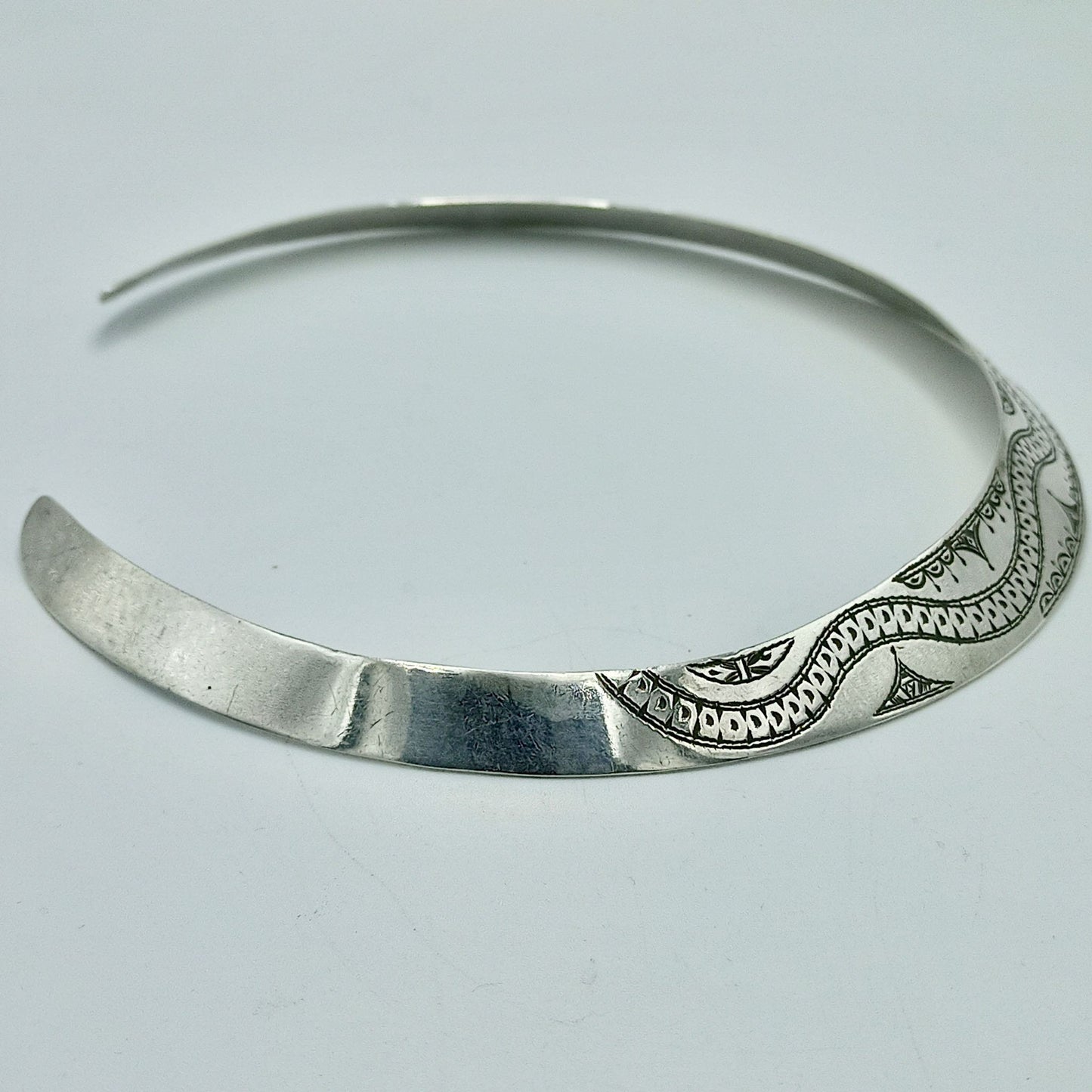 925 Sterling Silver Necklace, Crafted Silver Necklace, Silver Rigid Choker, African Cuff Necklace, Shiny Silver Rigid Necklace,