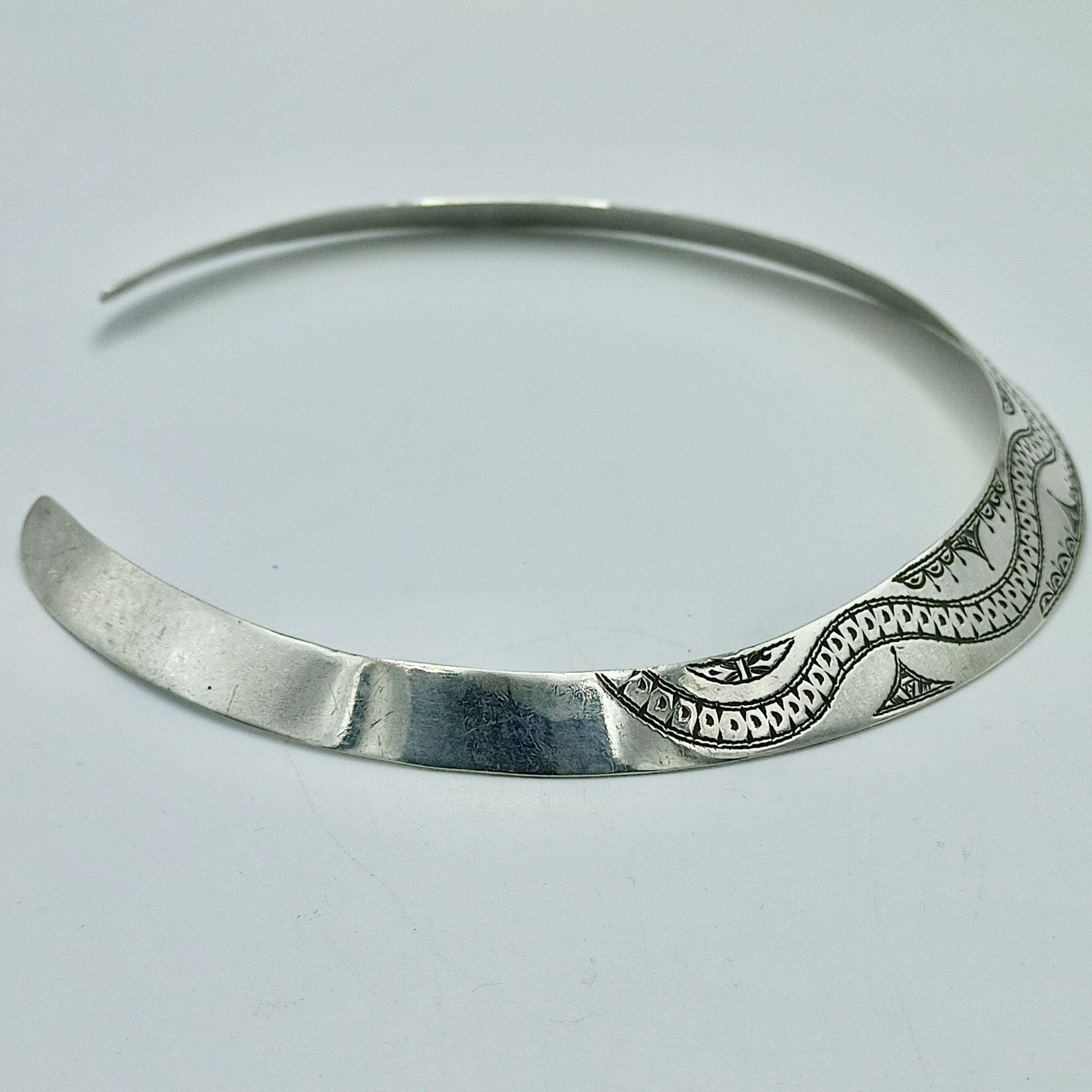 925 Sterling Silver Necklace, Crafted Silver Necklace, Silver Rigid Choker, African Cuff Necklace, Shiny Silver Rigid Necklace,