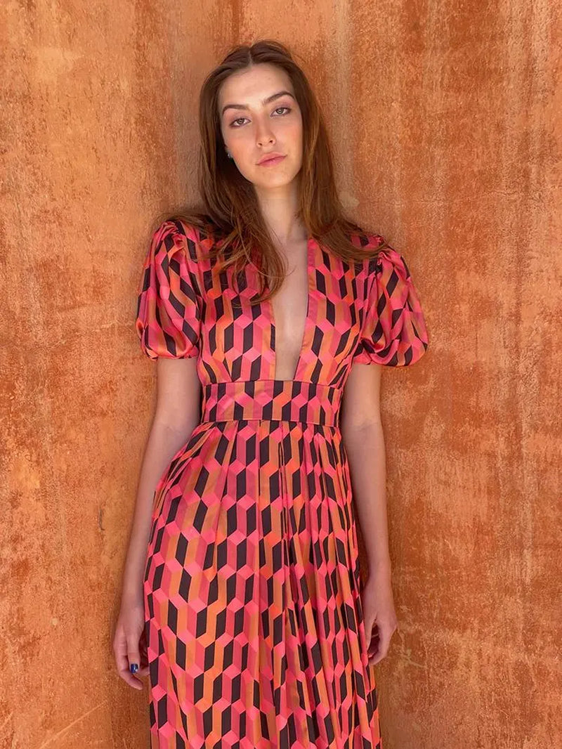 Alexia’S Dress Orange and Pink Print