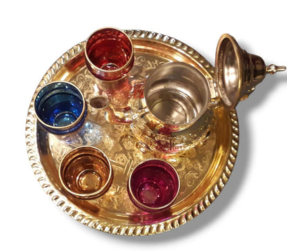 Exquisite Moroccan Tea Set: Elegance, Tradition Handcrafted Teapot Authentic, Tea Rituals Tea Set, Golden Teapot, Set of 4 Tea Cups