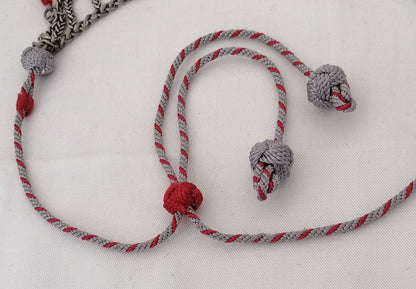 Beautiful Berber Silver Coin and Red Glass Bead Tasfift Headdress Necklace