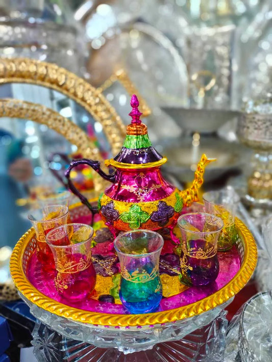 Moroccan Handmade Hand Painted Multicolor Tea Set