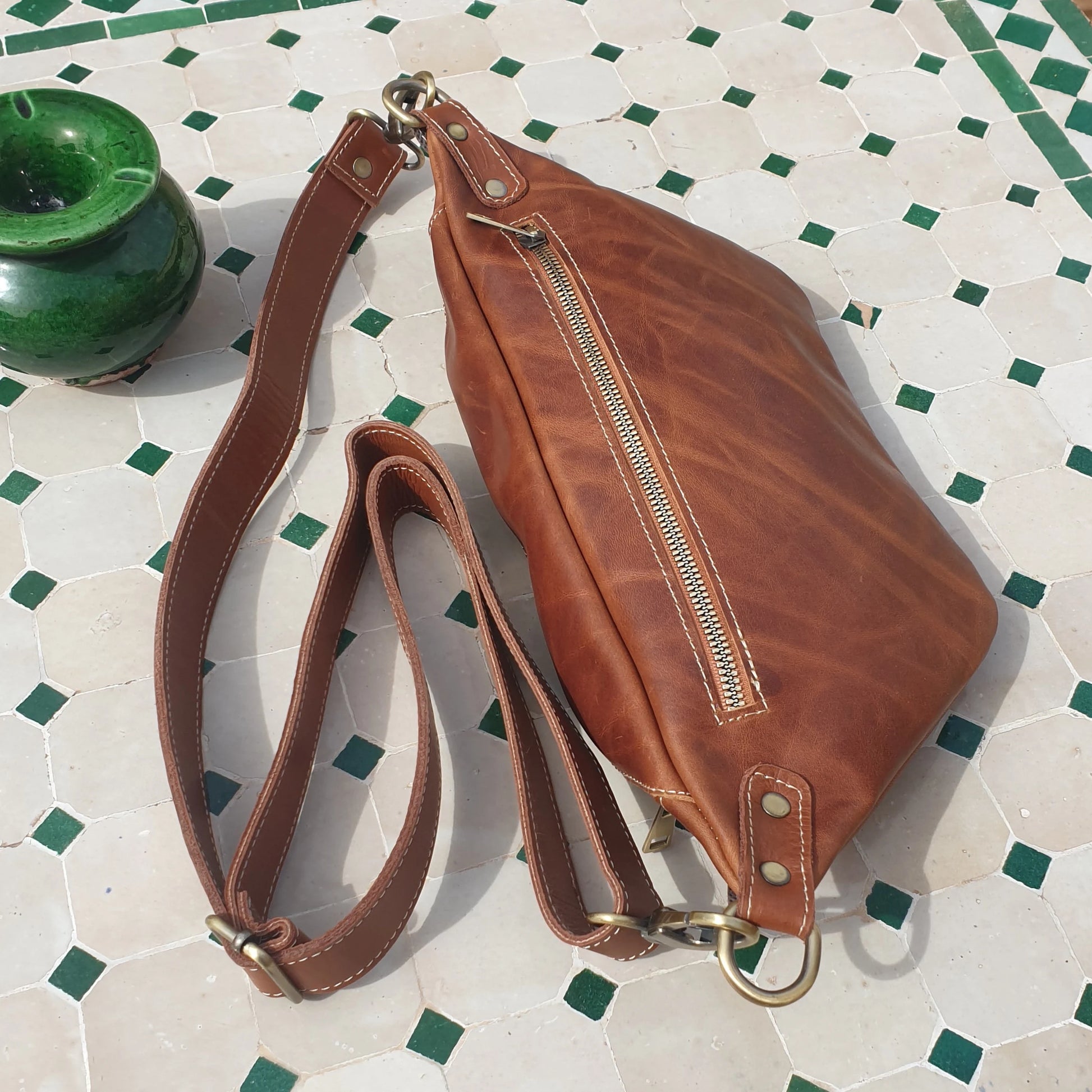 Vintage Brown Leather Fanny Pack Crossbody Women Belt Bag Sling Bag Waist Bag for Men