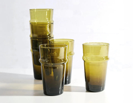 Colored Drinking Glasses Handmade Glassware Moroccan Beldi Drinking Glasses Tableware Recycled Glass Tumbler Highball Stacking Cups
